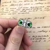 Oxidised Green Owl Ring